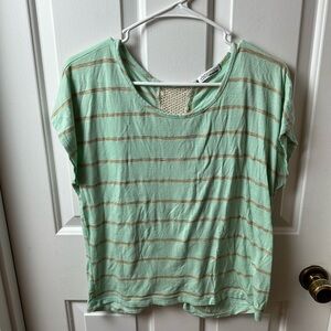 Runway Couture Green and Tan Striped Tee